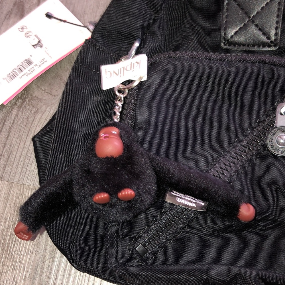 Kipling Defea Nylon Black Tonal Crossbody Shoulder Bag + Monkey Keychain NWT - Picture 3 of 16